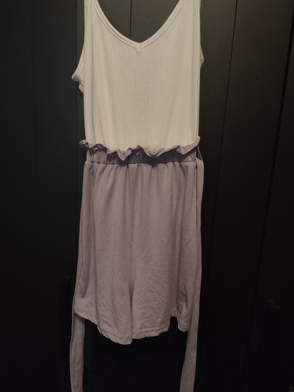 Women’s Lavender Peplum Romper with Waist Tie